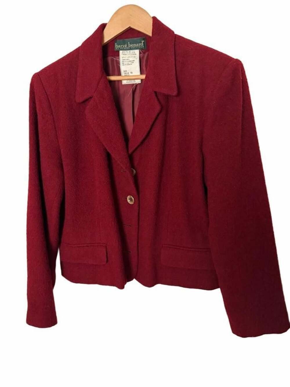Harve Bernard Womens Collar Lapel Long Sleeve Three Button Jacket Red Size 8